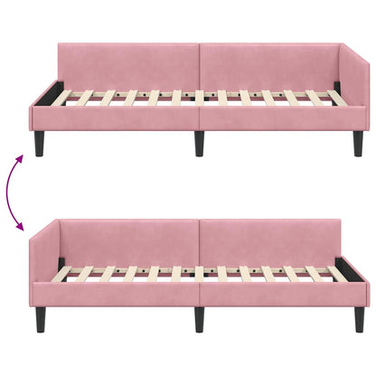 Cornice del letto ad angolo Rosa 90 cm x 190 cm Velluto | homemem39
