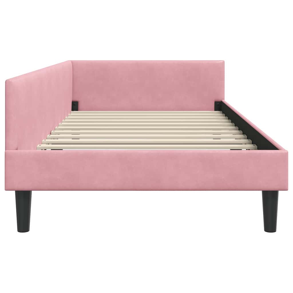 Cornice del letto ad angolo Rosa 90 cm x 190 cm Velluto | homemem39