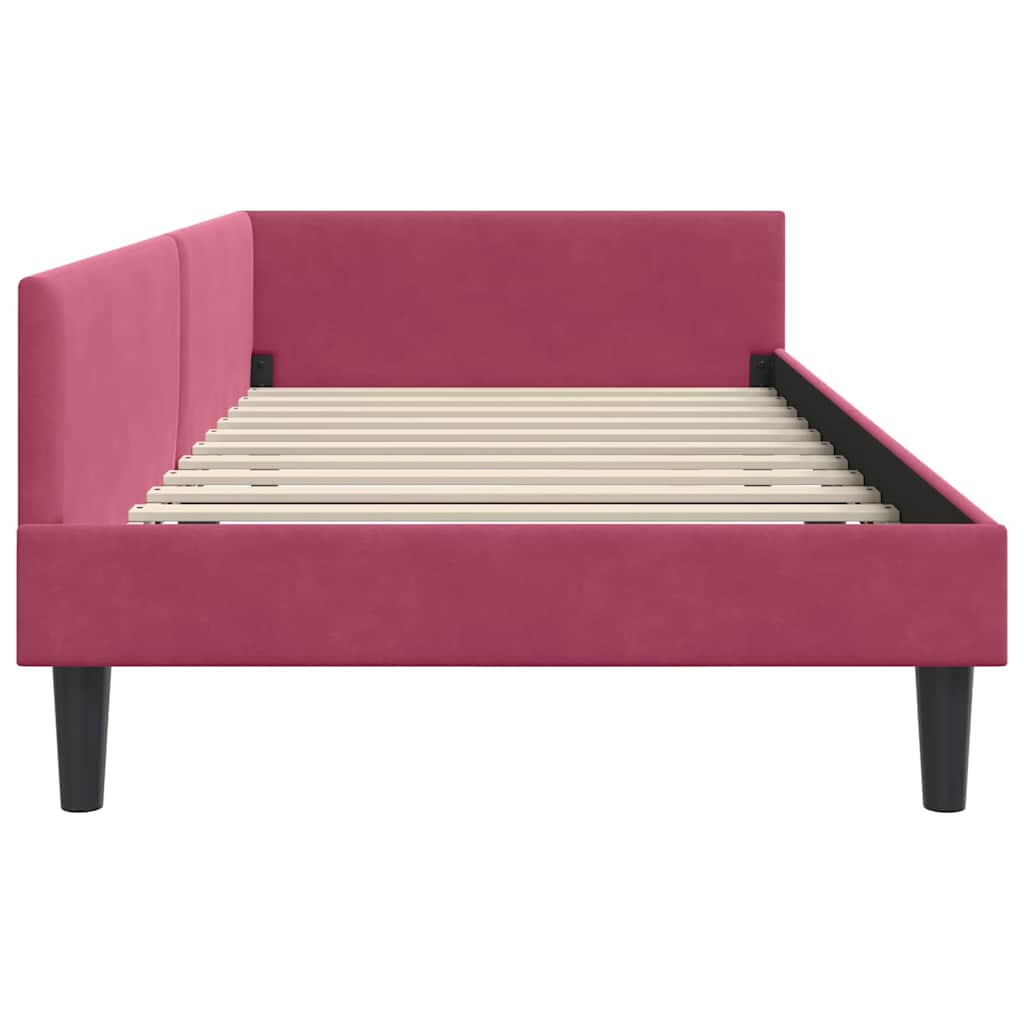 Cornice del letto ad angolo Rosso Vino 90 cm x 190 cm Velluto | homemem39