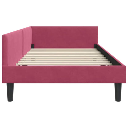 Cornice del letto ad angolo Rosso Vino 90 cm x 190 cm Velluto | homemem39