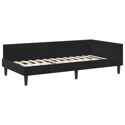 Cornice del letto ad angolo con testiera Nero 90 cm x 200 cm