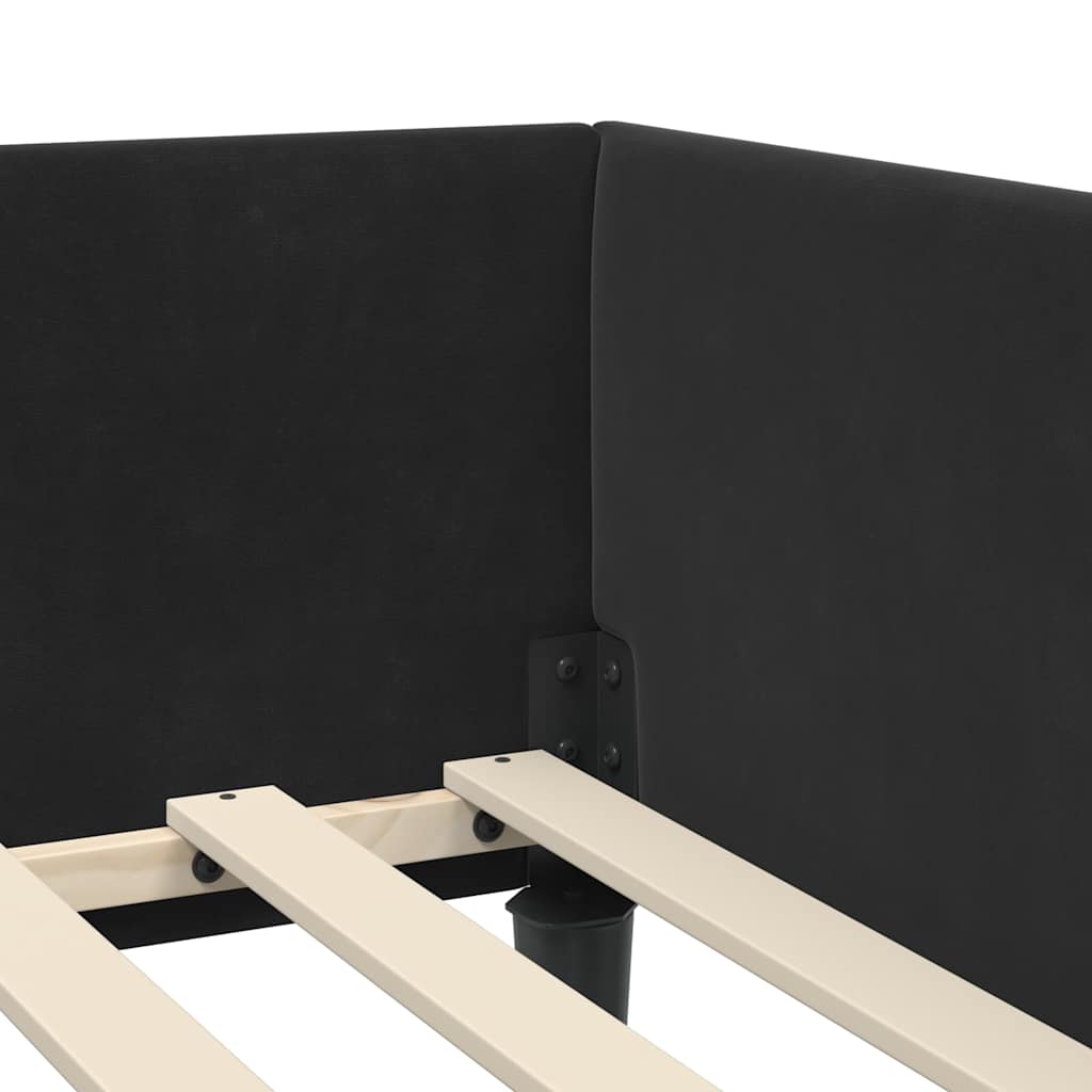 Cornice del letto ad angolo con testiera Nero 100 cm x 200 cm