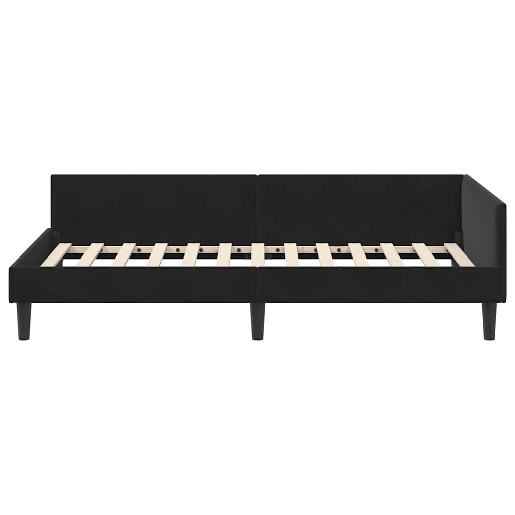 Cornice del letto ad angolo Nero 100 cm x 200 cm Velluto | homemem39