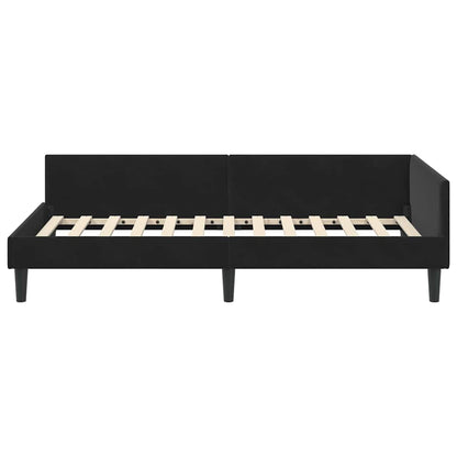 Cornice del letto ad angolo Nero 100 cm x 200 cm Velluto | homemem39