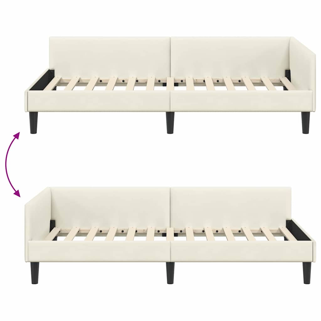 Cornice del letto ad angolo con testiera Crema 100 cm x 200 cm