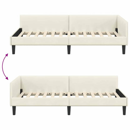 Cornice del letto ad angolo con testiera Crema 100 cm x 200 cm