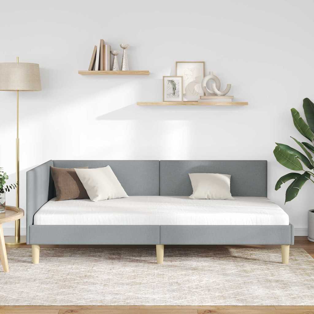 Cornice del letto ad angolo Grigio chiaro 90 cm x 190 cm