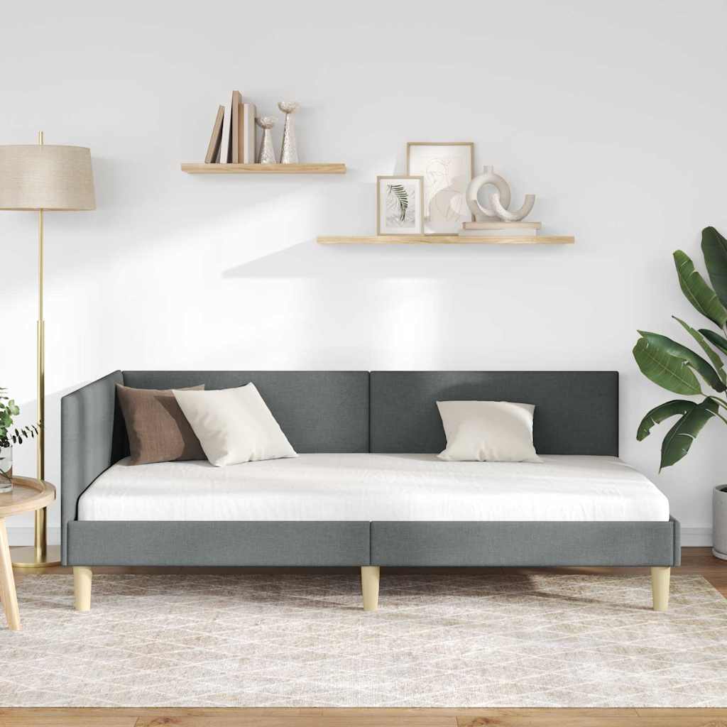 Cornice del letto ad angolo Grigio scuro 100 cm x 200 cm