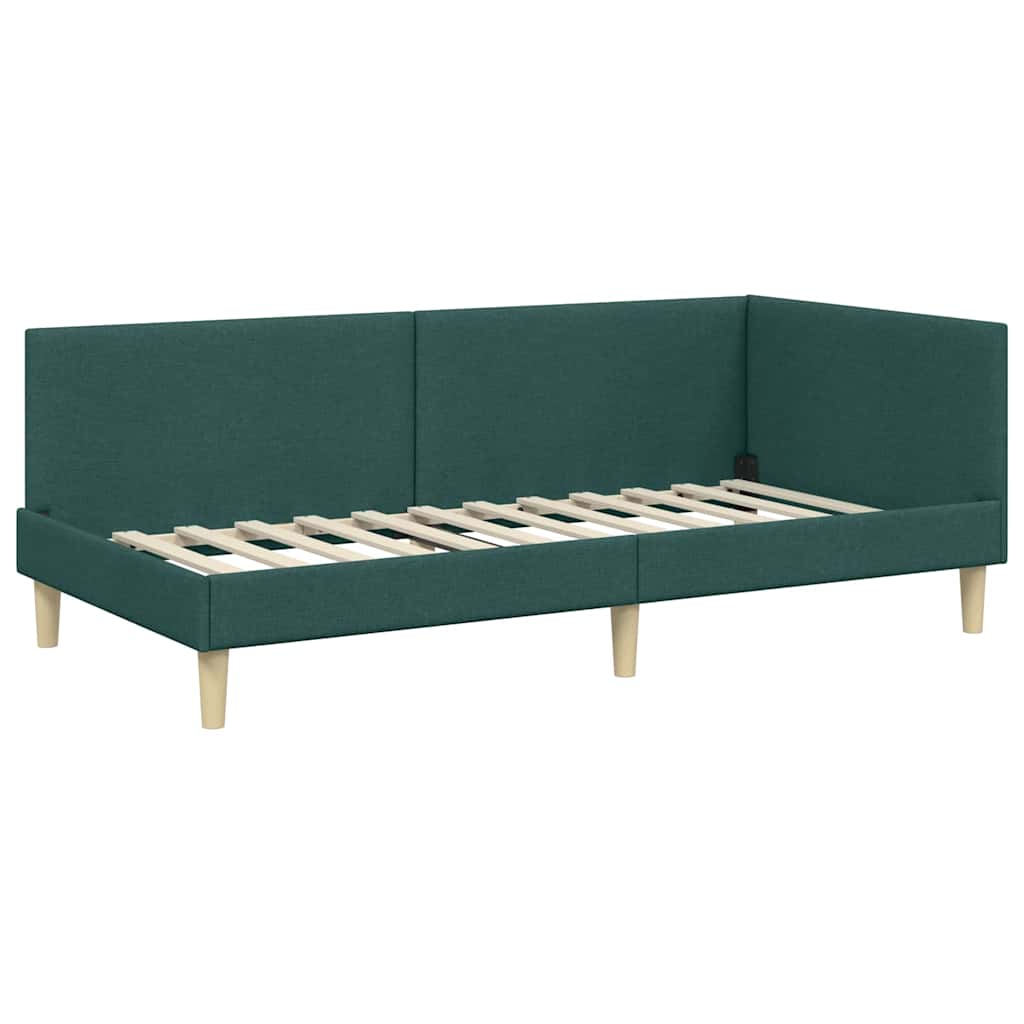 Cornice del letto ad angolo Verde Scuro 100 cm x 200 cm
