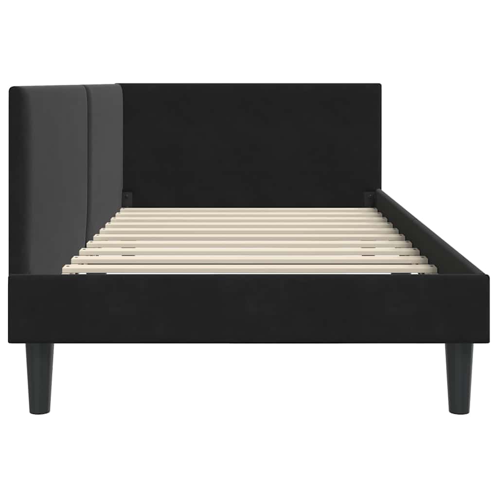 Cornice del letto ad angolo con testiera Nero 80 cm x 200 cm