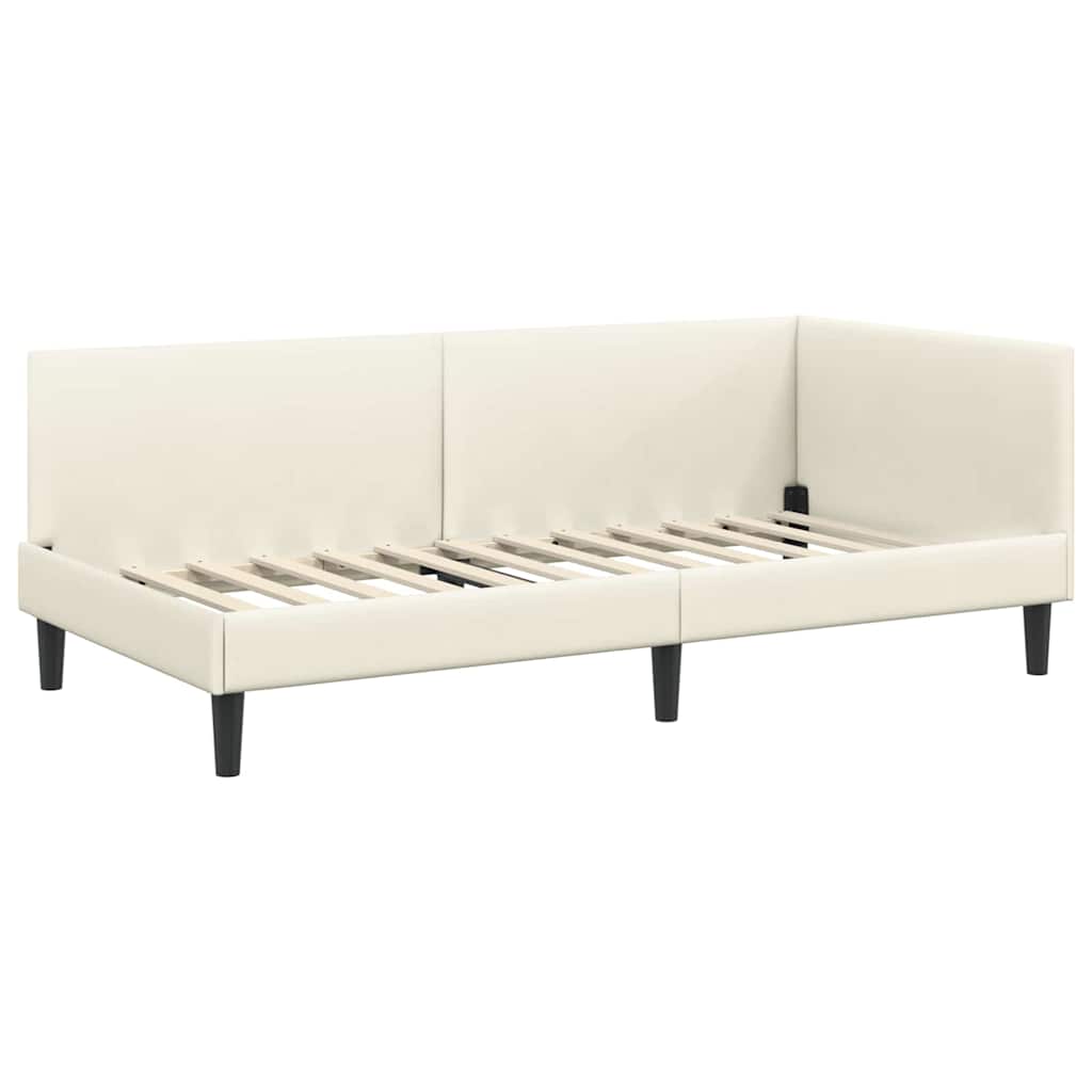 Cornice del letto ad angolo con testiera Crema 90 cm x 190 cm