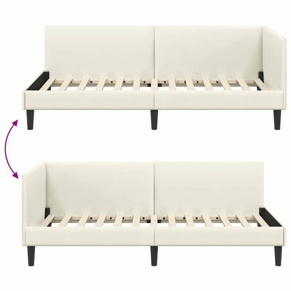 Cornice del letto ad angolo con testiera Crema 100 cm x 200 cm