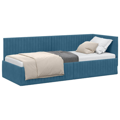 Cornice del letto ad angolo Blu 80 cm x 200 cm Velluto | homemem39