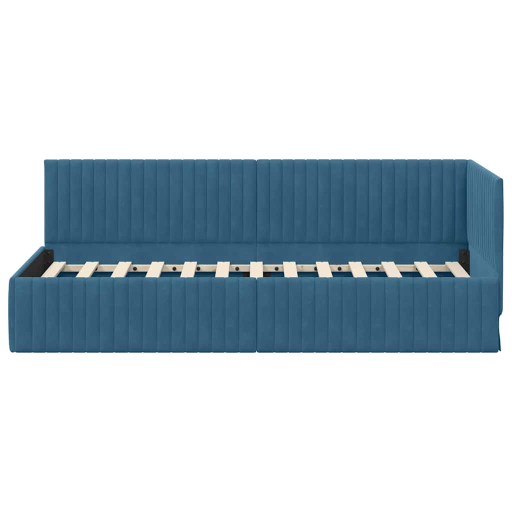 Cornice del letto ad angolo Blu 80 cm x 200 cm Velluto | homemem39