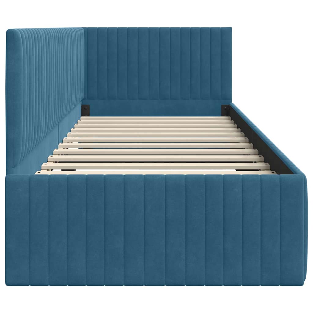 Cornice del letto ad angolo Blu 80 cm x 200 cm Velluto | homemem39