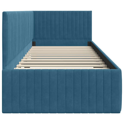 Cornice del letto ad angolo Blu 80 cm x 200 cm Velluto | homemem39