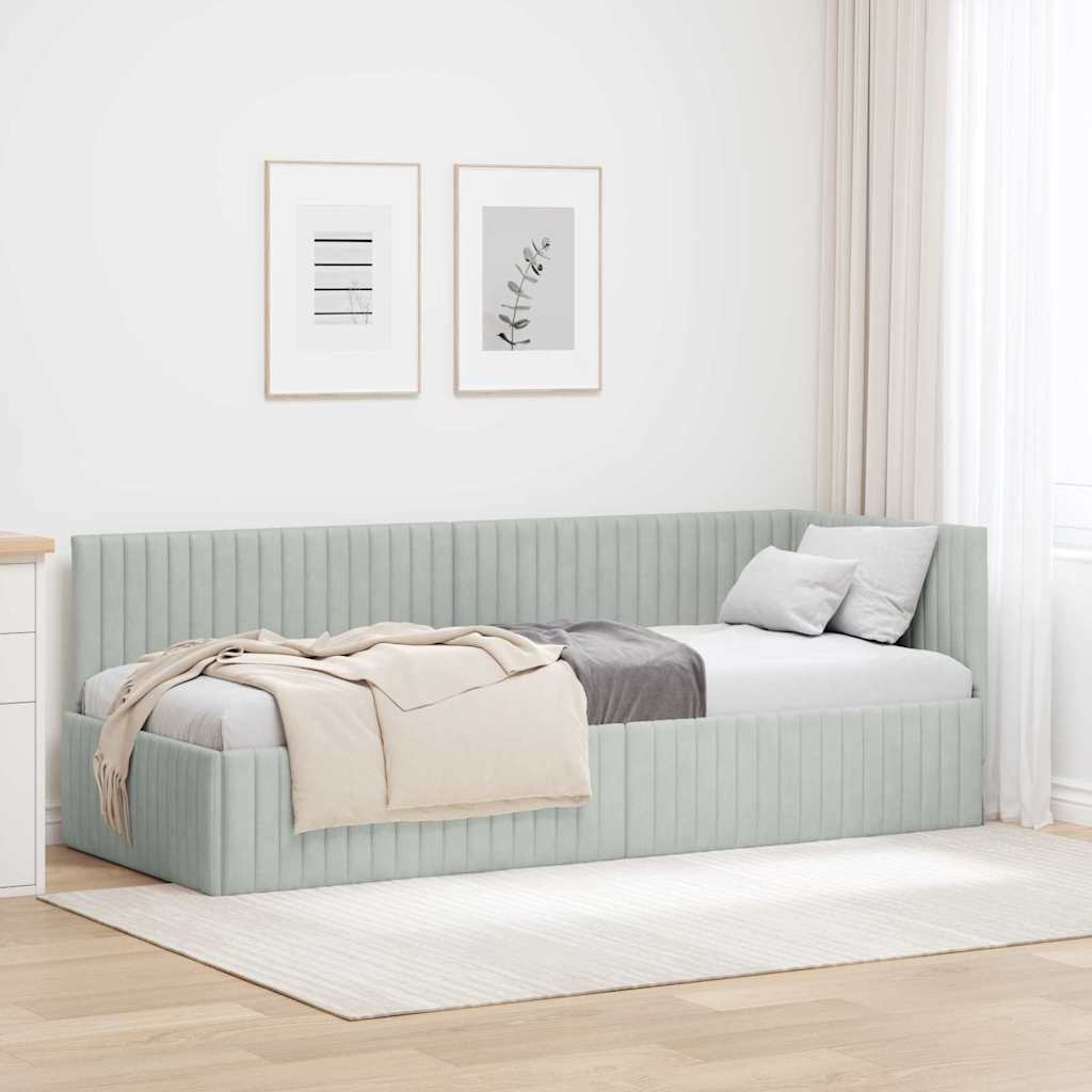 Cornice del letto ad angolo Grigio chiaro 80 cm x 200 cm | homemem39
