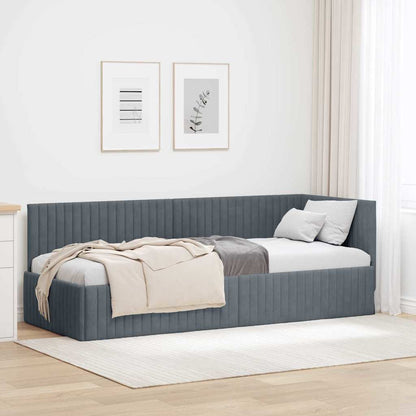 Cornice del letto ad angolo Grigio scuro 80 cm x 200 cm Velluto | homemem39