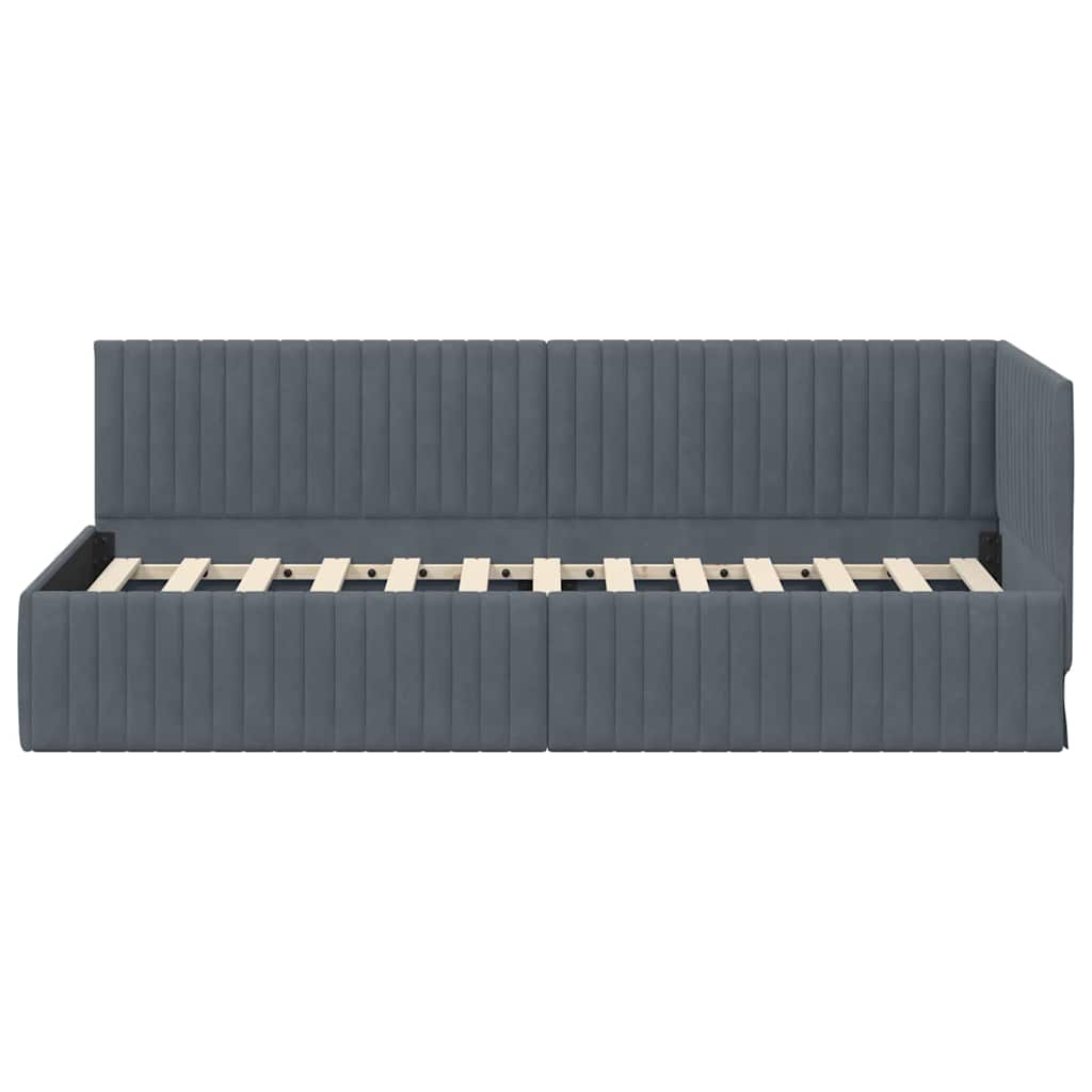 Cornice del letto ad angolo Grigio scuro 80 cm x 200 cm Velluto | homemem39