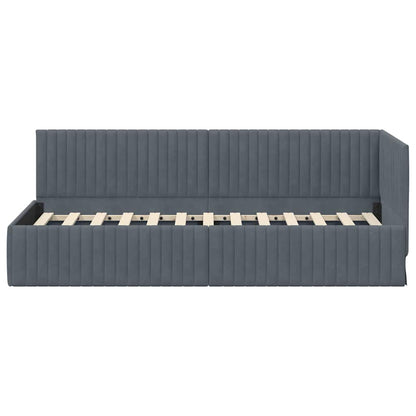 Cornice del letto ad angolo Grigio scuro 80 cm x 200 cm Velluto | homemem39
