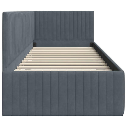 Cornice del letto ad angolo Grigio scuro 80 cm x 200 cm Velluto | homemem39