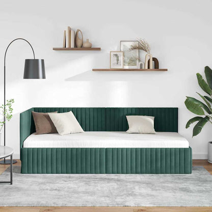 Cornice del letto ad angolo Verde Scuro 80 cm x 200 cm Velluto | homemem39