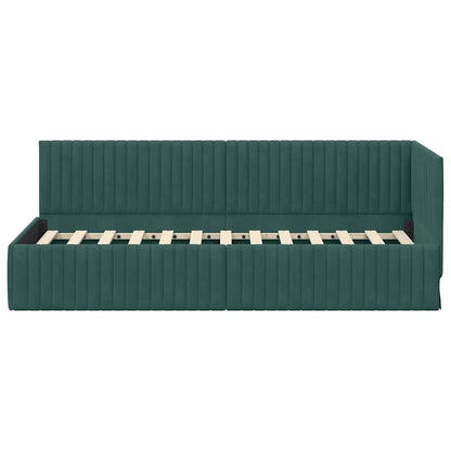 Cornice del letto ad angolo Verde Scuro 80 cm x 200 cm Velluto | homemem39