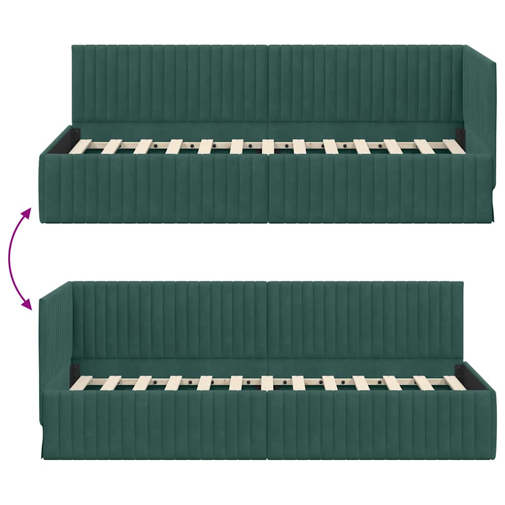Cornice del letto ad angolo Verde Scuro 80 cm x 200 cm Velluto | homemem39