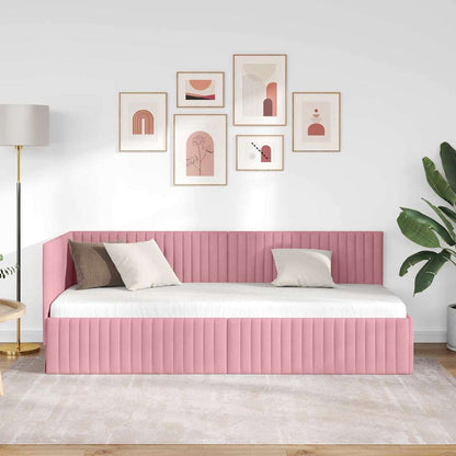 Cornice del letto ad angolo Rosa 80 cm x 200 cm Velluto | homemem39