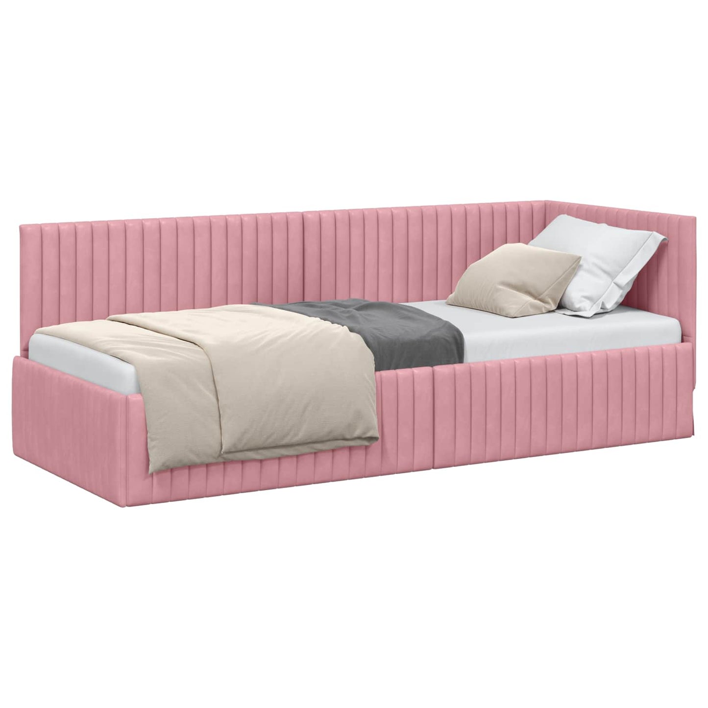 Cornice del letto ad angolo Rosa 80 cm x 200 cm Velluto | homemem39