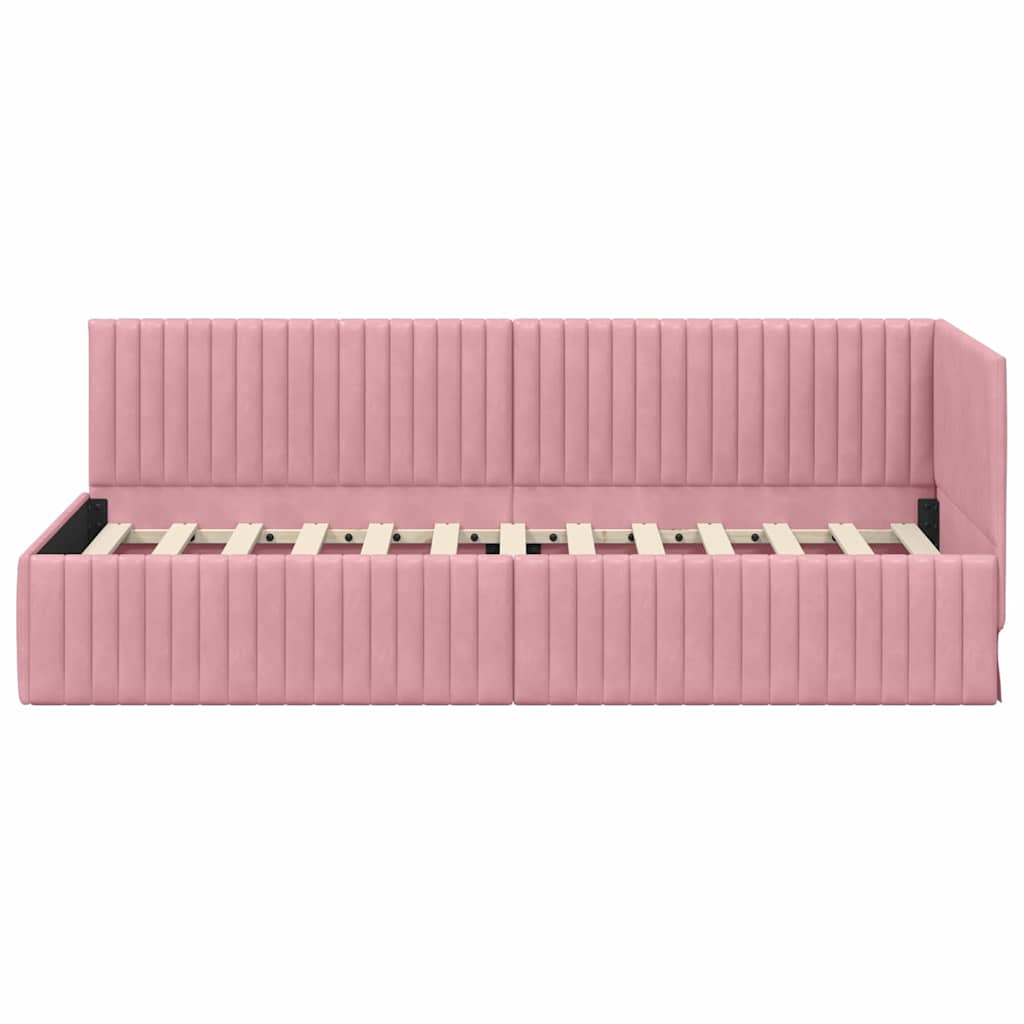 Cornice del letto ad angolo Rosa 80 cm x 200 cm Velluto | homemem39