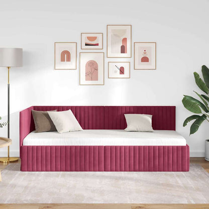 Cornice del letto ad angolo Rosso Vino 80 cm x 200 cm Velluto | homemem39