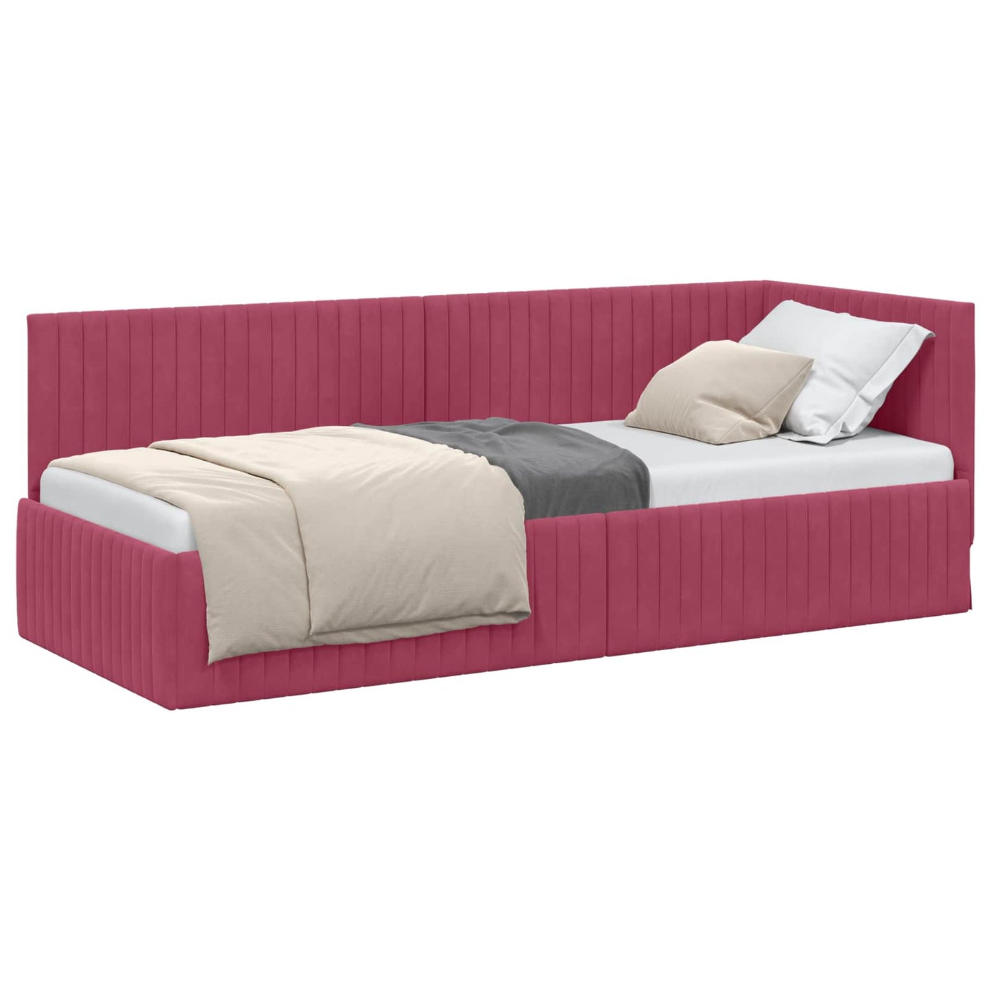 Cornice del letto ad angolo Rosso Vino 80 cm x 200 cm Velluto | homemem39