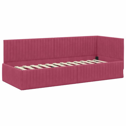 Cornice del letto ad angolo Rosso Vino 80 cm x 200 cm Velluto | homemem39