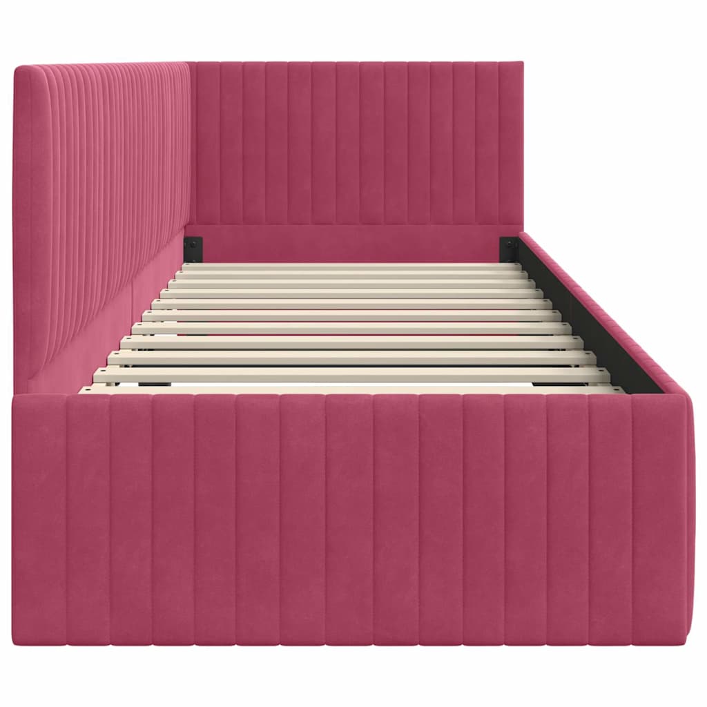 Cornice del letto ad angolo Rosso Vino 80 cm x 200 cm Velluto | homemem39