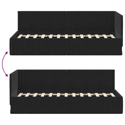 Cornice del letto ad angolo Nero 80 cm x 200 cm Velluto | homemem39