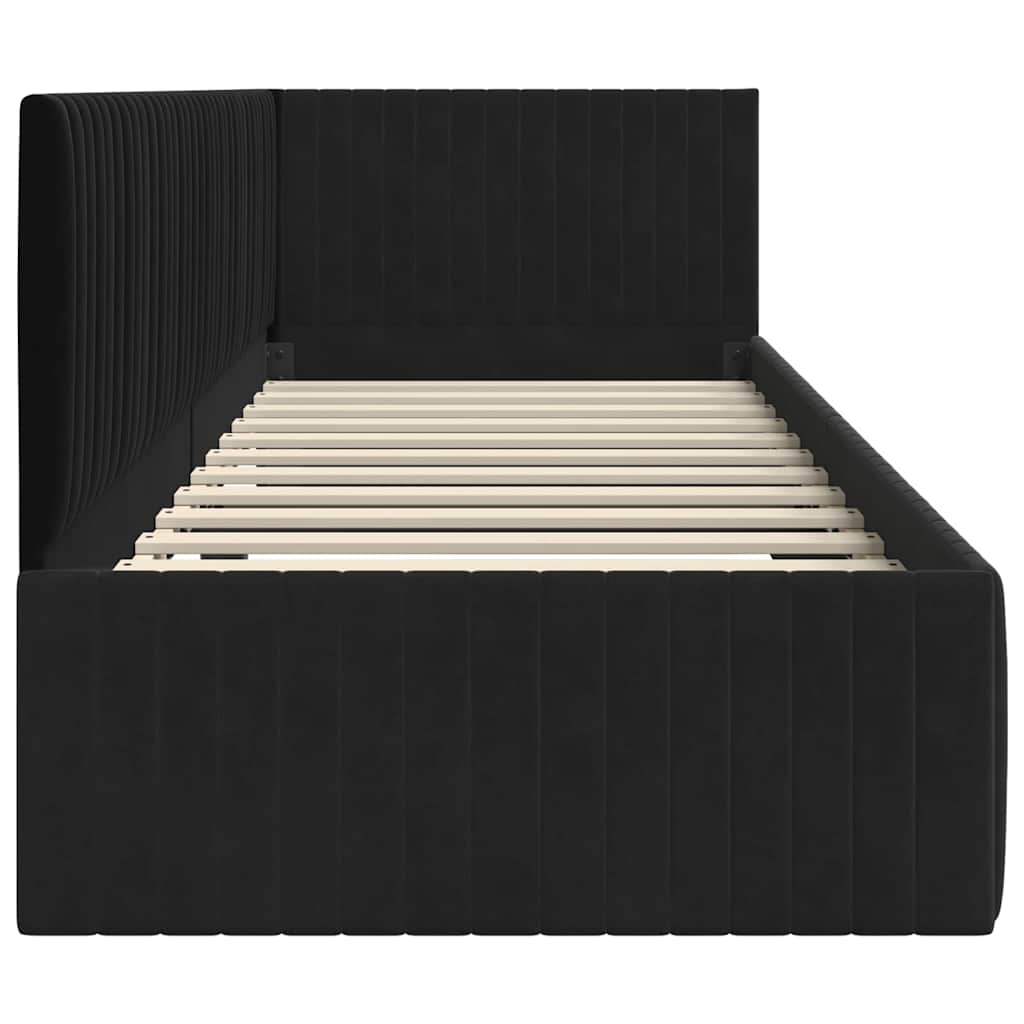 Cornice del letto ad angolo Nero 80 cm x 200 cm Velluto | homemem39