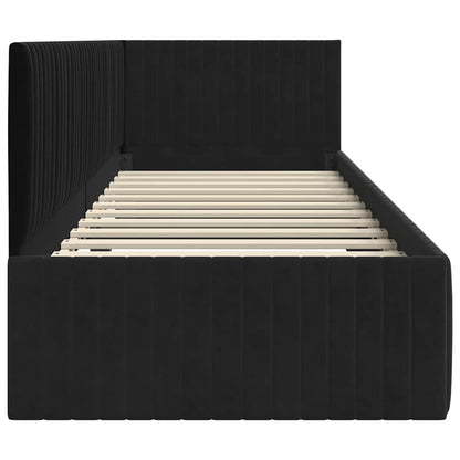 Cornice del letto ad angolo Nero 80 cm x 200 cm Velluto | homemem39