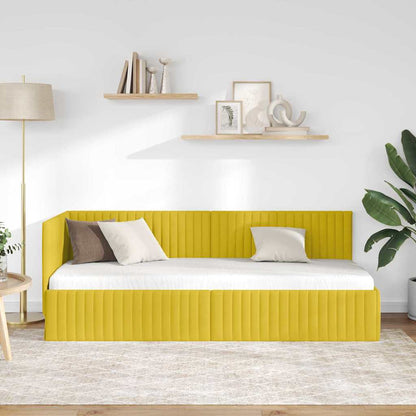 Cornice del letto ad angolo Giallo 80 cm x 200 cm Velluto | homemem39