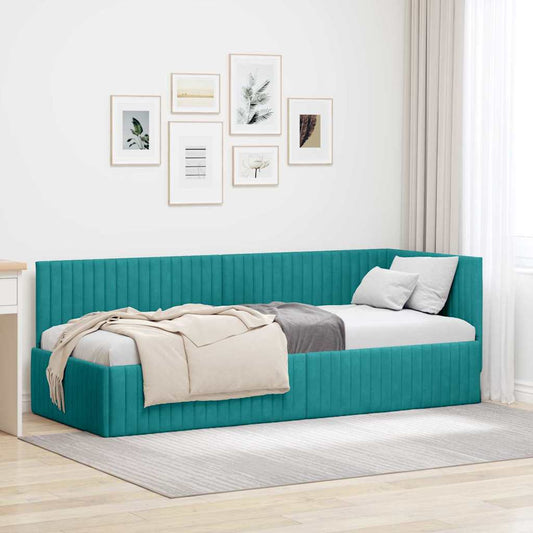 Cornice del letto ad angolo Turchese 80 cm x 200 cm Velluto | homemem39