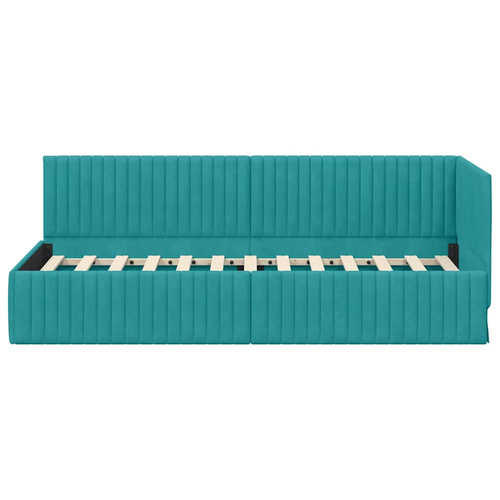 Cornice del letto ad angolo Turchese 80 cm x 200 cm Velluto | homemem39