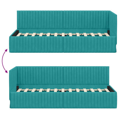 Cornice del letto ad angolo Turchese 80 cm x 200 cm Velluto | homemem39