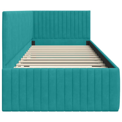 Cornice del letto ad angolo Turchese 80 cm x 200 cm Velluto | homemem39
