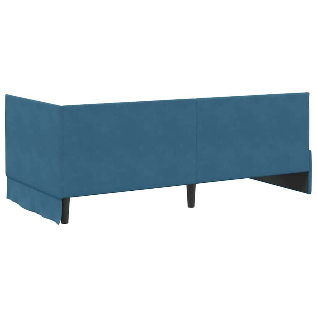 Cornice del letto ad angolo Blu 90 cm x 190 cm Velluto | homemem39