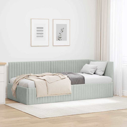 Cornice del letto ad angolo Grigio chiaro 90 cm x 190 cm | homemem39