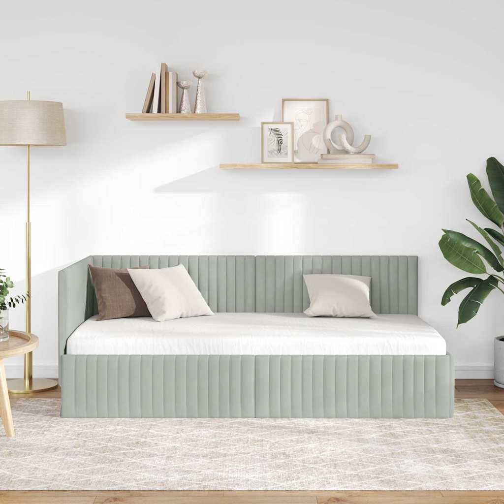 Cornice del letto ad angolo Grigio chiaro 90 cm x 190 cm | homemem39