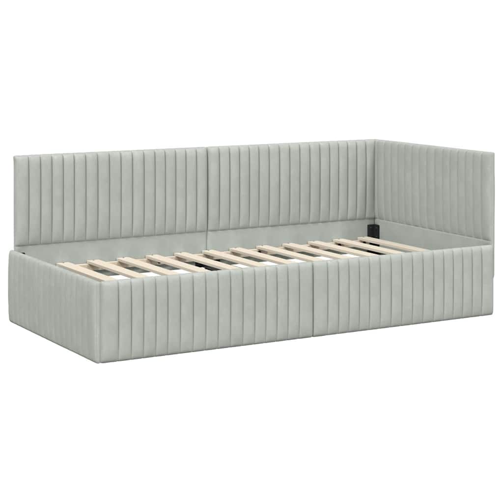 Cornice del letto ad angolo Grigio chiaro 90 cm x 190 cm | homemem39