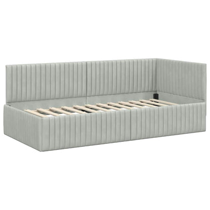 Cornice del letto ad angolo Grigio chiaro 90 cm x 190 cm | homemem39