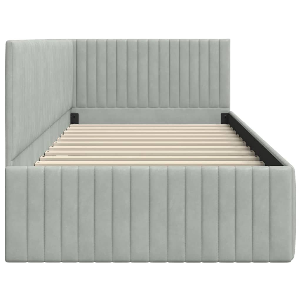 Cornice del letto ad angolo Grigio chiaro 90 cm x 190 cm | homemem39