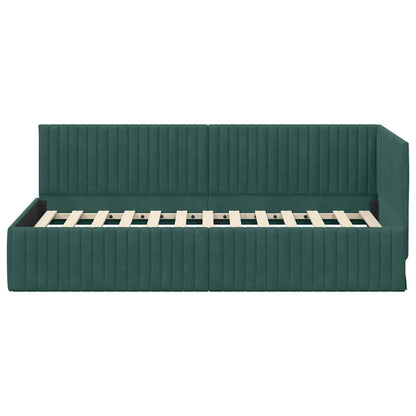Cornice del letto ad angolo Verde Scuro 90 cm x 190 cm Velluto | homemem39